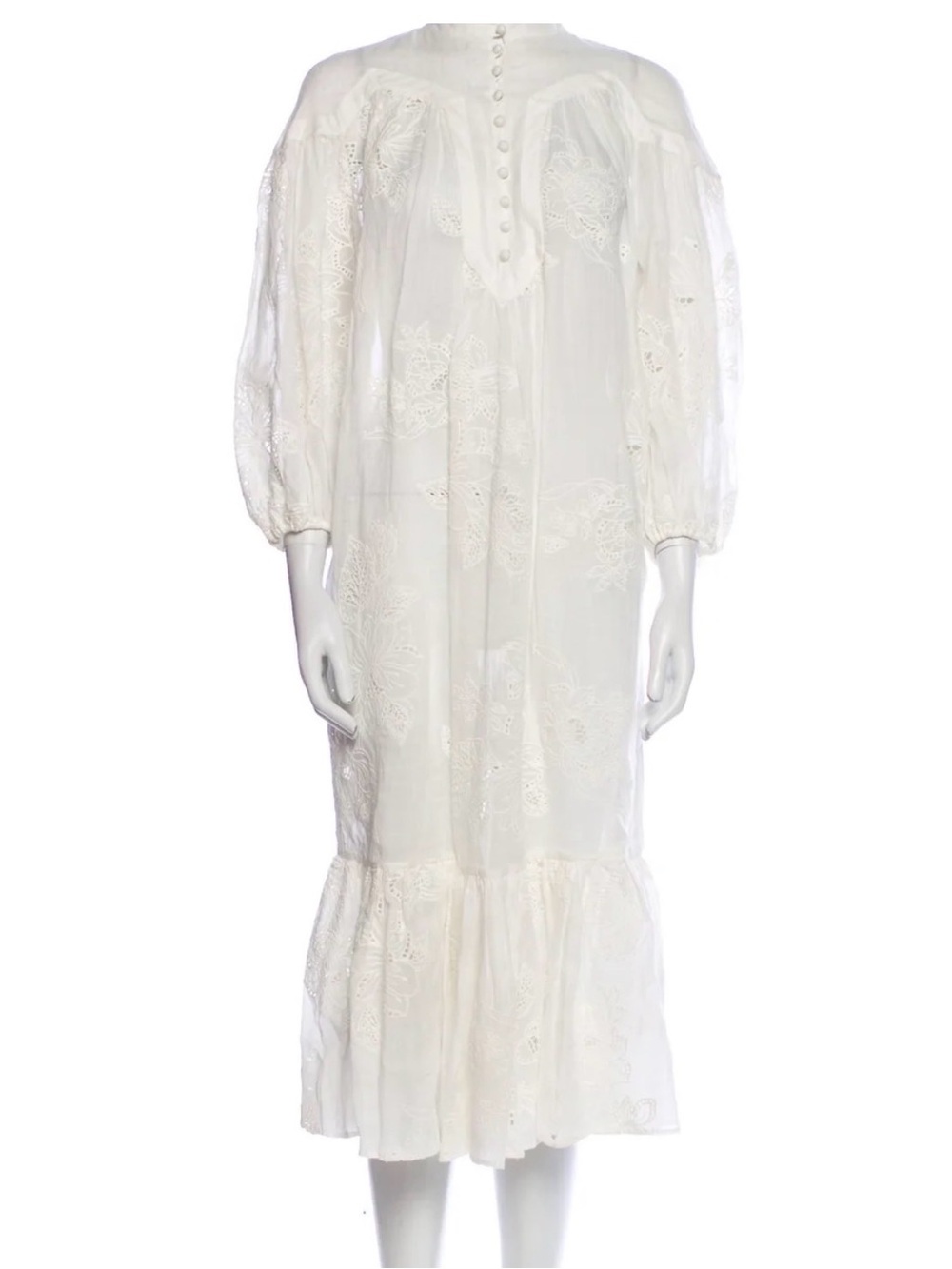 Zimmermann White Embroidered Midi Dress